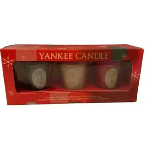 Vintage Yankee‎ Candle 3 Candle Holiday Gift Set, Votive Glass, 2004 NEW Sealed
